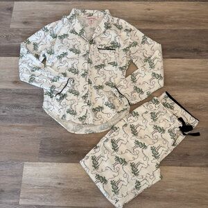 Victoria's Secret Women's Flannel Pajama Set Size XS Tall Christmas Palm Tree